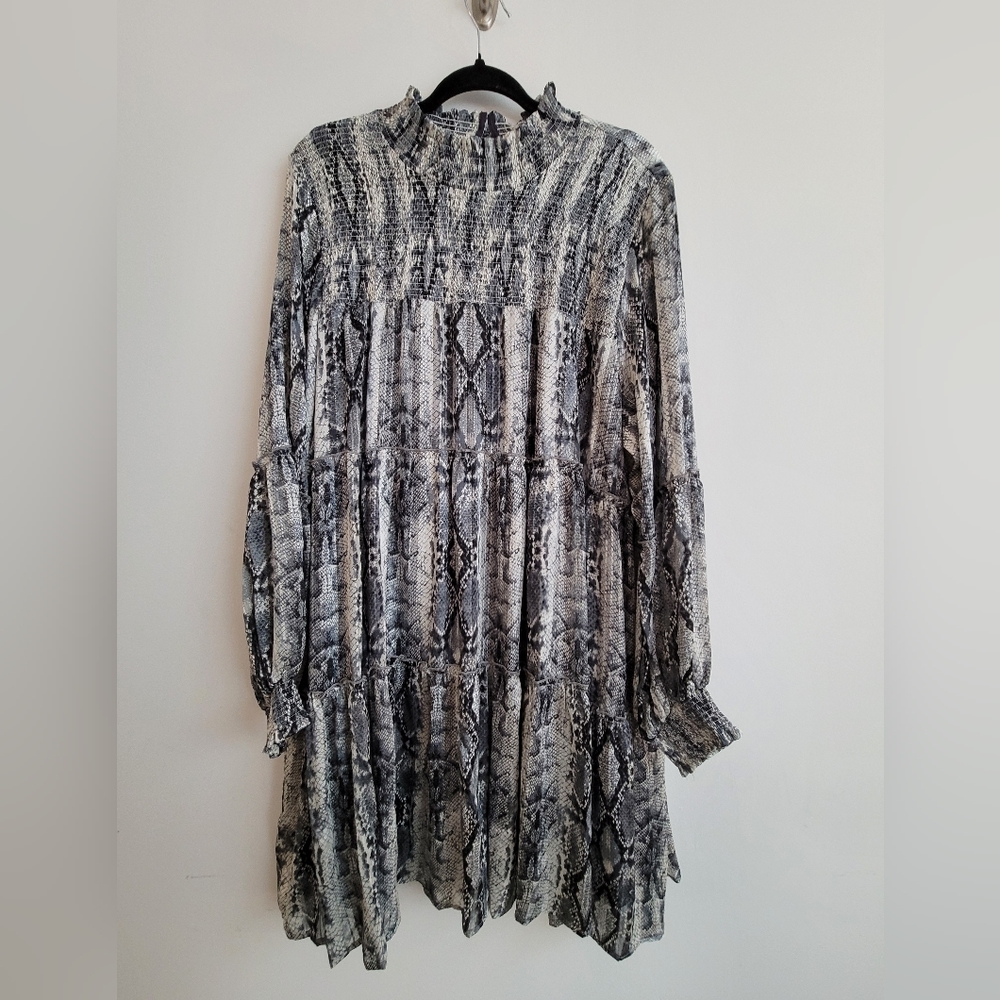 Python Print Longsleeve Swing Dress